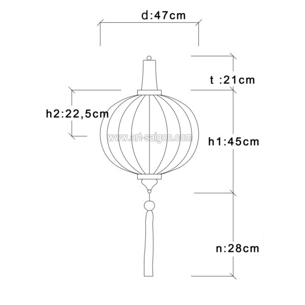 Lampion en Soie Vert R - Ø47cm - Lanterne Tissu du Vietnam (réf. R40-V) – Image 3