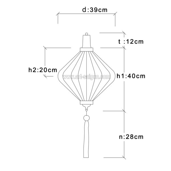 Lampion en Soie Rose T - Ø39cm - Lanterne Tissu du Vietnam (réf. T25-RO) – Image 3