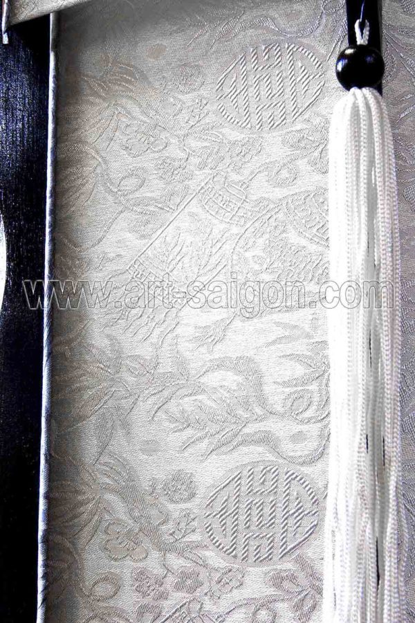 Lampion en Bois et Soie Blanc H50cm - Lanterne Tissu Asiatique (réf. LSB-48B) – Image 3
