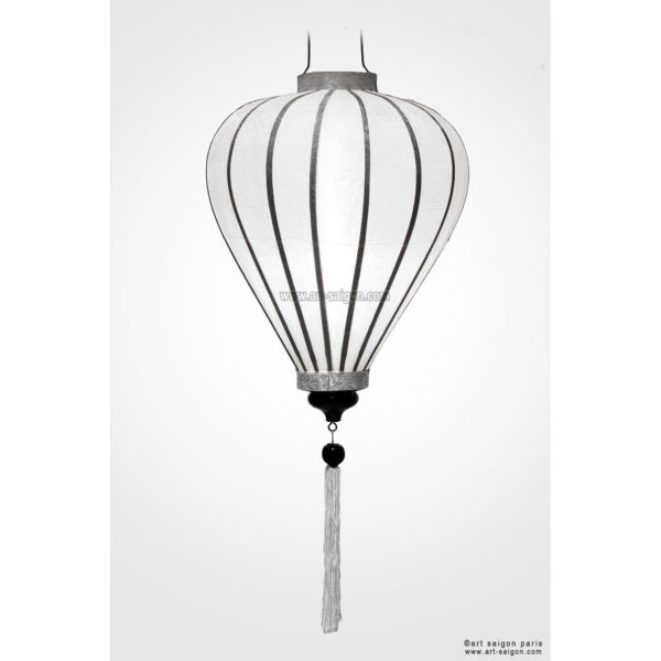 Lampion Traditionnel en Soie Blanc de la ville de Hoi An au Vietnam, Lanterne Asiatique en Tissu, Bambou et Bois |Décoration et Artisanat Asiatique - Article vendu par la Boutique Art-saigon.com