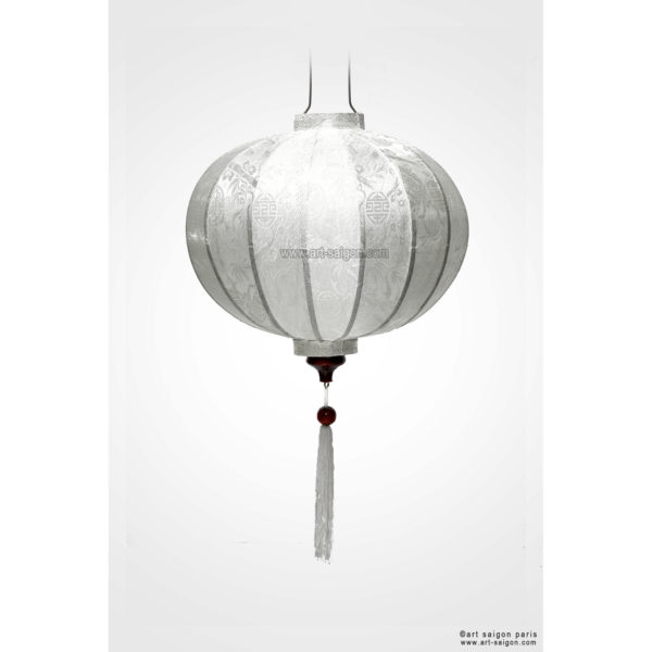 Lampion Traditionnel en Soie Blanc de la ville de Hoi An au Vietnam, Lanterne Asiatique en Tissu, Bambou et Bois |Décoration et Artisanat Asiatique - Article vendu par la Boutique Art-saigon.com