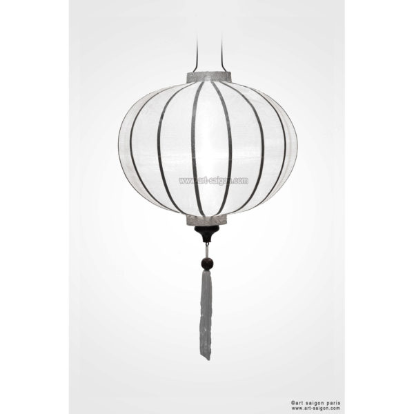 Lampion Traditionnel en Soie Blanc de la ville de Hoi An au Vietnam, Lanterne Asiatique en Tissu, Bambou et Bois |Décoration et Artisanat Asiatique - Article vendu par la Boutique Art-saigon.com