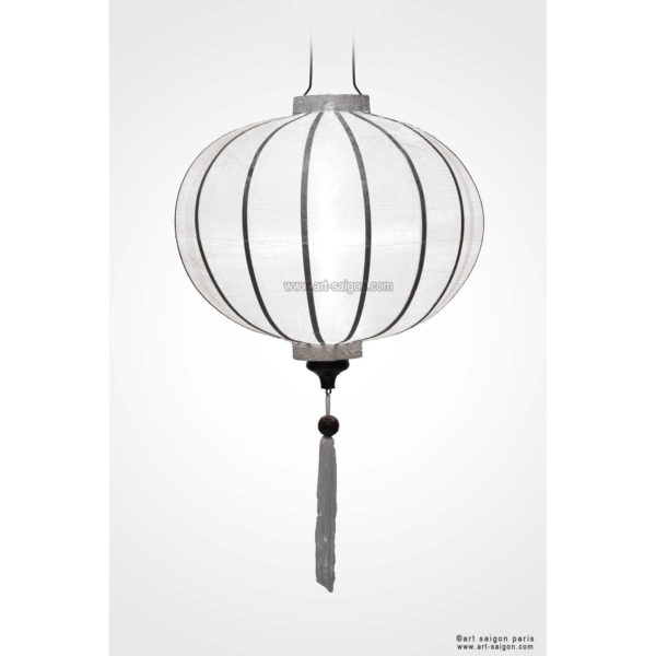 Lampion Traditionnel en Soie Blanc de la ville de Hoi An au Vietnam, Lanterne Asiatique en Tissu, Bambou et Bois |Décoration et Artisanat Asiatique - Article vendu par la Boutique Art-saigon.com