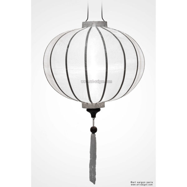 Lampion Traditionnel en Soie Blanc de la ville de Hoi An au Vietnam, Lanterne Asiatique en Tissu, Bambou et Bois |Décoration et Artisanat Asiatique - Article vendu par la Boutique Art-saigon.com
