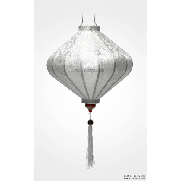 Lampion Traditionnel en Soie Blanc de la ville de Hoi An au Vietnam, Lanterne Asiatique en Tissu, Bambou et Bois |Décoration et Artisanat Asiatique - Article vendu par la Boutique Art-saigon.com