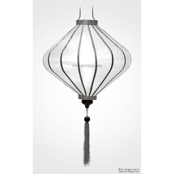 Lampion Traditionnel en Soie Blanc de la ville de Hoi An au Vietnam, Lanterne Asiatique en Tissu, Bambou et Bois |Décoration et Artisanat Asiatique - Article vendu par la Boutique Art-saigon.com