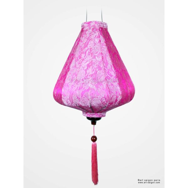 Lampion Traditionnel en Soie Rose de la ville de Hoi An au Vietnam, Lanterne Asiatique en Tissu, Bambou et Bois |Décoration et Artisanat d'Asie - Article vendu par la Boutique Art-saigon.com