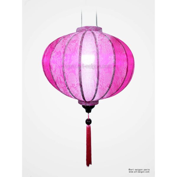 Lampion Traditionnel en Soie Rose de la ville de Hoi An au Vietnam, Lanterne Asiatique en Tissu, Bambou et Bois |Décoration et Artisanat Asiatique - Article vendu par la Boutique Art-saigon.com