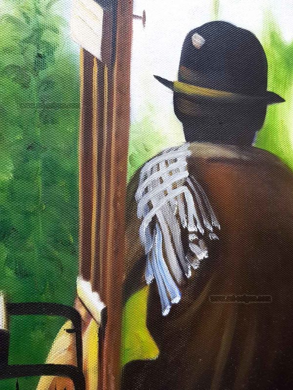 Femme vietnamienne "Co Gai" (réf. S01-160358) - Peinture à l'huile avec cadre noir (88,5 x 68,5cm) – Image 4