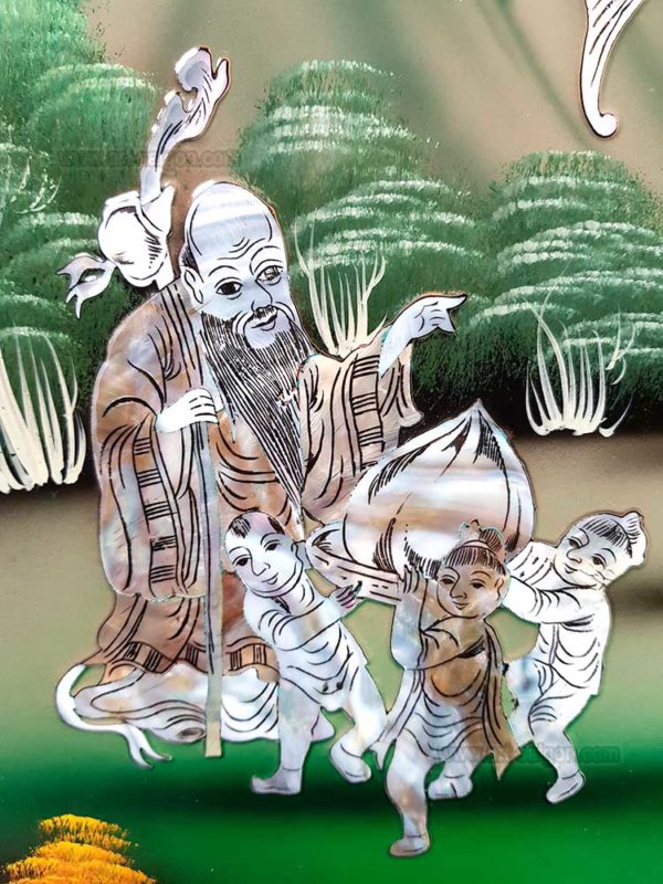 Les Trois Sages - Tableau Laqué Nacre 40x60cm (réf. S10-145820) – Image 3