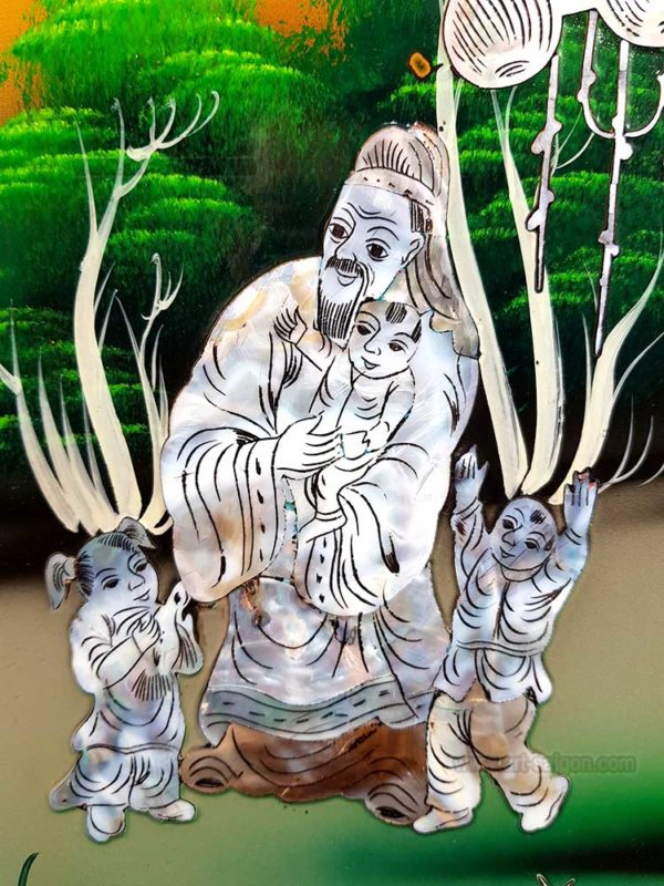 Les Trois Sages - Tableau Laqué Nacre 40x60cm (réf. S10-145820) – Image 5