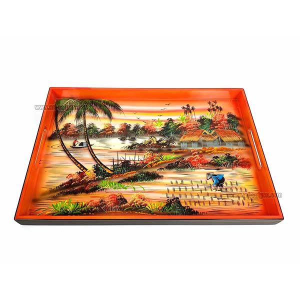 plateau en bois laque artisanat vietnam art-saigon