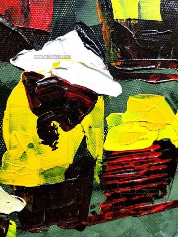 Femmes vietnamiennes Abstraits "Co Gai" (réf. S01-144348) - Peinture à l'huile (80 x 60cm) – Image 4