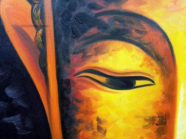 Visage de Bouddha - Peinture à l'huile (80 x 60cm)(réf. S01-145006) – Image 4
