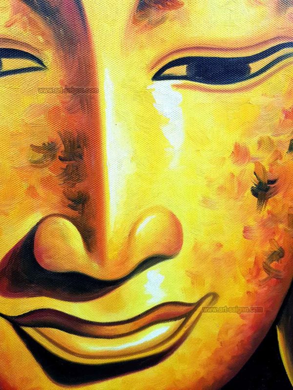 Visage de Bouddha - Peinture à l'huile (80 x 60cm)(réf. S01-145006) – Image 2