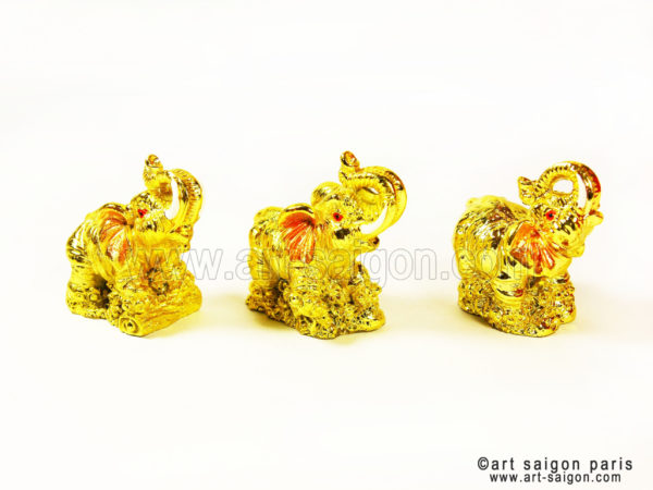 Lot de 6 Éléphants doré symbole Feng Shui de succès, prospérité, amour et chance (Hauteur 4,5cm) (réf. 7D-4339) – Image 7