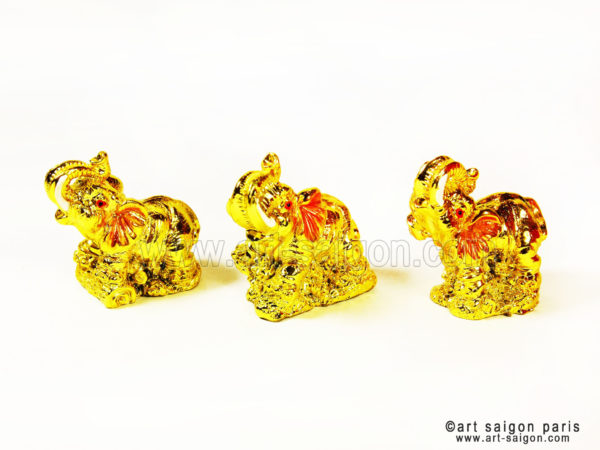 Lot de 6 Éléphants doré symbole Feng Shui de succès, prospérité, amour et chance (Hauteur 4,5cm) (réf. 7D-4339) – Image 6