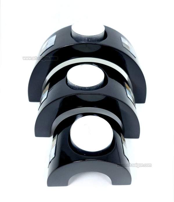 Ensemble de 3 Bougeoirs Noir Laqué & Nacre en demi-cercle (réf. S22-160738) – Image 2
