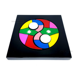 Bougeoir Carré Laqué Yin et Yang - Motif Art Moderne art saigon vietnam artisanat