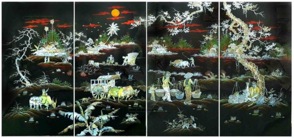 tableau en bois laqué en nacre artisanat du vietnam art-saigon