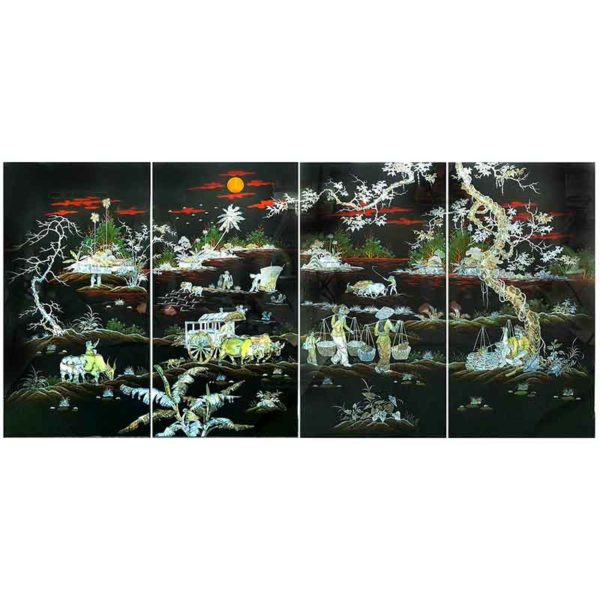 tableau en bois laqué en nacre du vietnam art-saigon