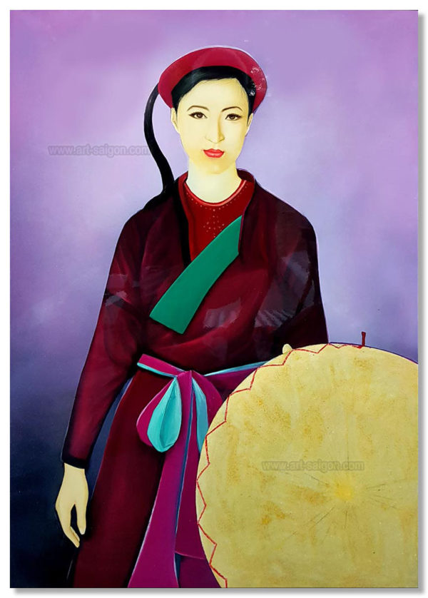 femme vietnamienne tableau en bois laqué artisanat du vietnam par art saigon