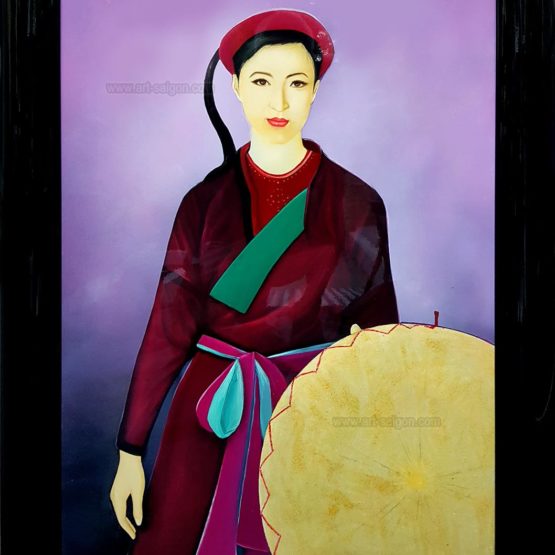 femme vietnamienne tableau en bois laqué artisanat du vietnam par art saigon