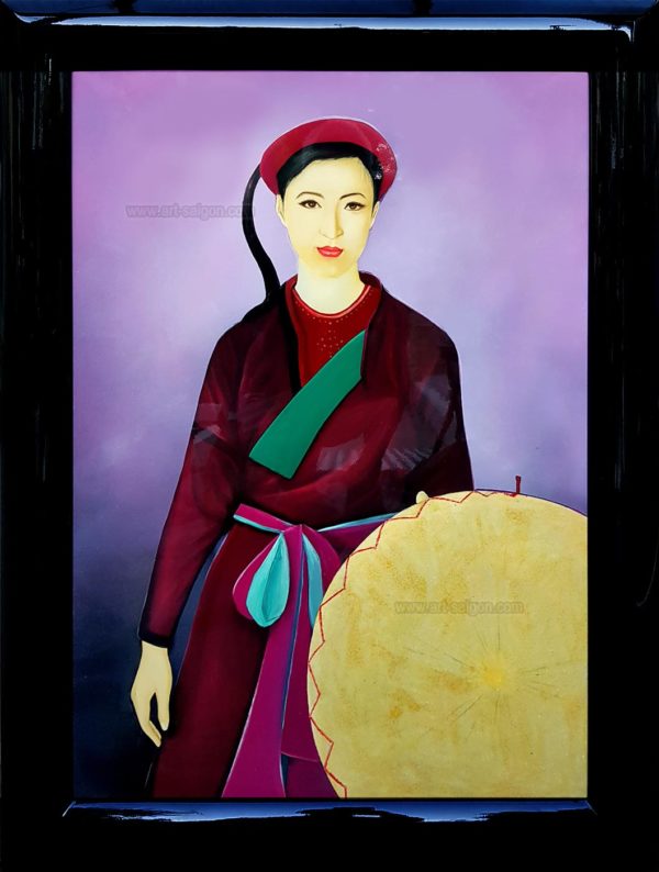 femme vietnamienne tableau en bois laqué artisanat du vietnam par art saigon