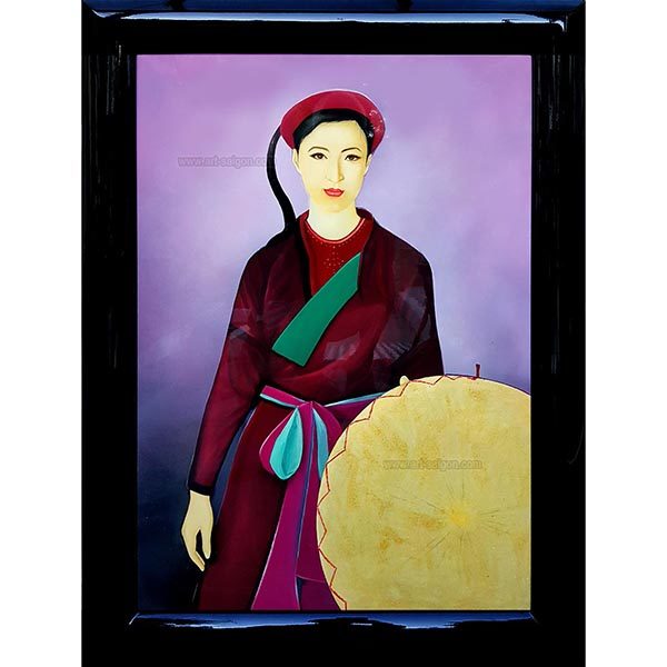 femme vietnamienne tableau en bois laqué artisanat du vietnam par art saigon