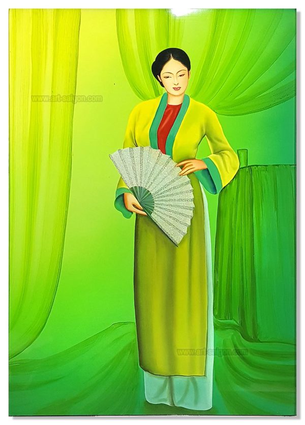 Femme vietnamienne Tableau en bois Laqué Peint artisanat du Vietnam art-saigon
