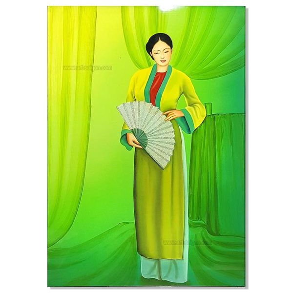 Femme vietnamienne Tableau en bois Laqué Peint artisanat du Vietnam art-saigon