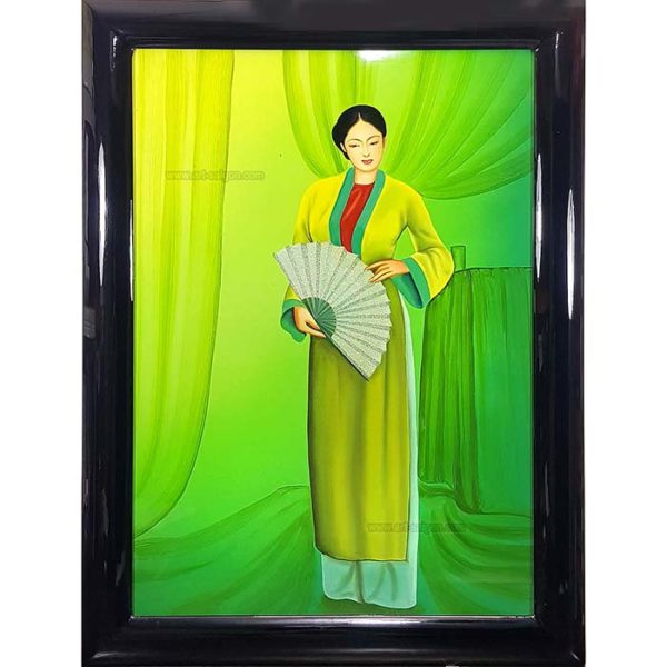 Femme vietnamienne Tableau en bois Laqué Peint artisanat du Vietnam art-saigon