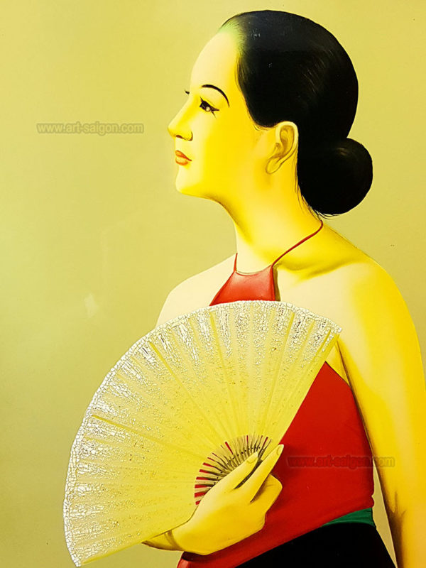 Femme vietnamienne Tableau en bois Laqué Peint artisanat du Vietnam art-saigon