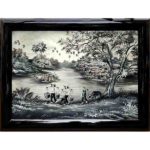 tableau en bois laque artisanat traditionnel campagne du Vietnam par art saigon
