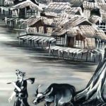 tableau en bois laque artisanat traditionnel campagne du Vietnam par art saigon