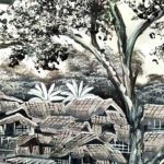 tableau en bois laque artisanat traditionnel campagne du Vietnam par art saigon