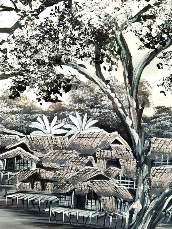 tableau en bois laque artisanat traditionnel campagne du Vietnam par art saigon