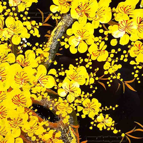 fleur de prunier tableau en bois laque artisanat traditionnel du Vietnam par art saigon