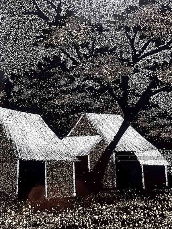 campagne en coquille d'oeuf tableau en bois laque artisanat traditionnel du Vietnam par art saigon