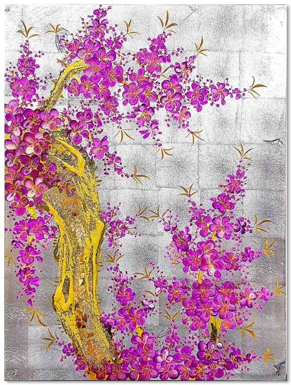Fleur de prunier tableau en bois laqué artisanat traditionnel du Vietnam par Art Saigon