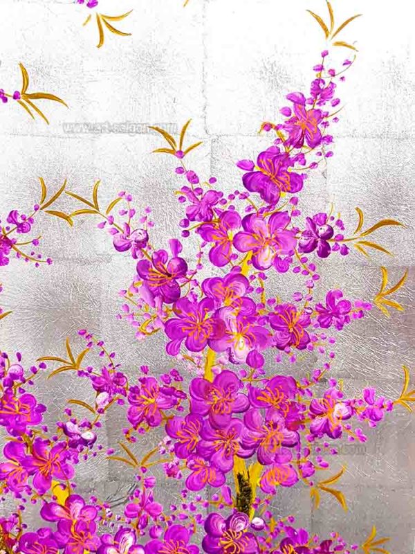 Fleur de prunier tableau en bois laqué artisanat traditionnel du Vietnam par Art Saigon