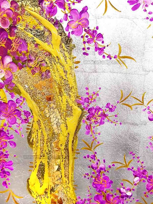 Fleur de prunier tableau en bois laqué artisanat traditionnel du Vietnam par Art Saigon