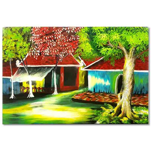 Le vieux quartier de Hanoi tableau en bois laqué peint artisanat traditionnel du Vietnam par Art Saigon
