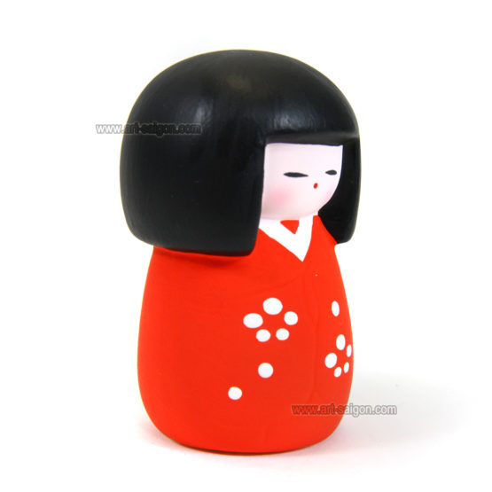 Kokeshi Rouge en terre cuite - Poupée Japonaise par art-saigon.com