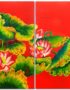 Fleur de Lotus, Tableau en bois laqué, fabrication artisanale et peinte à la main au Vietnam. Article vendu par la Boutique Art-Saigon.com