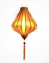 Lampion en Soie Marron de la ville de Hoi An au Vietnam, Lanterne Asiatique en Tissu, Bambou et Bois. Article vendu par la Boutique Art-saigon.com