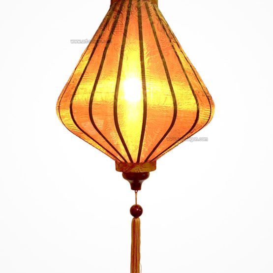 Lampion Traditionnel en Soie Marron de la ville de Hoi An au Vietnam, Lanterne Asiatique en Tissu, Bambou et Bois. Article vendu par la Boutique Art-saigon.com