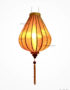 Lampion en Soie Marron de la ville de Hoi An au Vietnam, Lanterne Asiatique en Tissu, Bambou et Bois. Article vendu par la Boutique Art-saigon.com