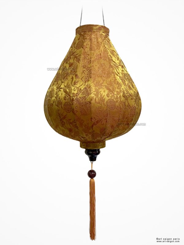 Lampion Traditionnel en Soie Marron de la ville de Hoi An au Vietnam, Lanterne Asiatique en Tissu, Bambou et Bois |Décoration et Artisanat d'Asie - Article vendu par la Boutique Art-saigon.com