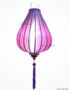 Lampion en Soie Mauve de la ville de Hoi An au Vietnam, Lanterne Asiatique en Tissu, Bambou et Bois. Article vendu par la Boutique Art-saigon.com